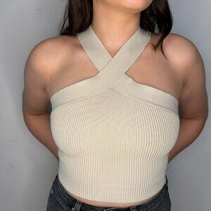 Sculpt Knit Criss Cross Cropped Tank